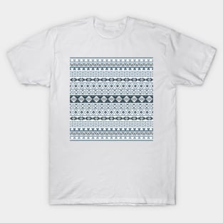 Aztec Stylized Pattern Gray-Blues & White T-Shirt